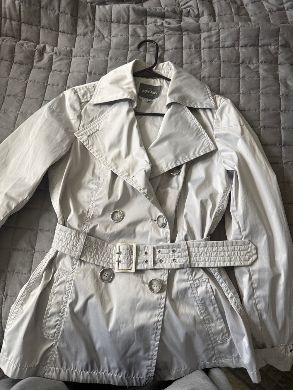 Brema Silver Trench Coat Rainwear with Belt Medium